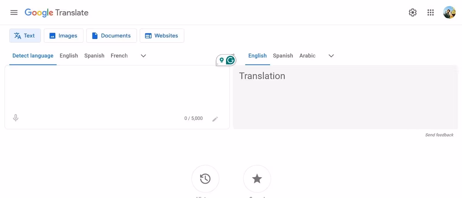 google translate homepage