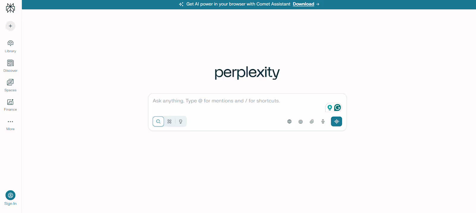 perplexity ai homepage